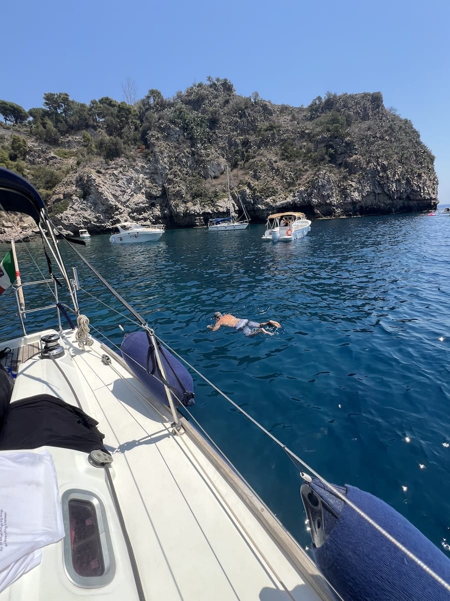 snorkeling off the coast of Italy