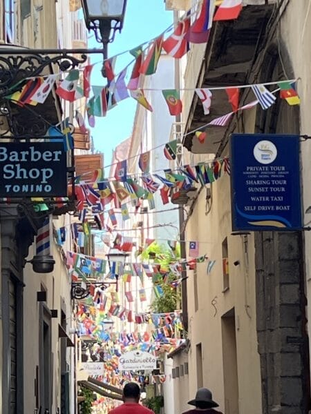 flags flying in Sorrento on Adriatic Cruise