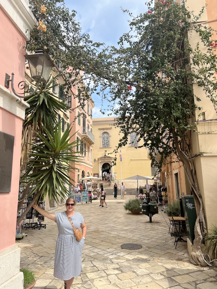 Michele in a courtyard in Corfu, Greece