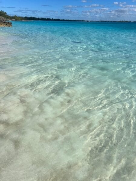 clear beach water on Half Moon Cay