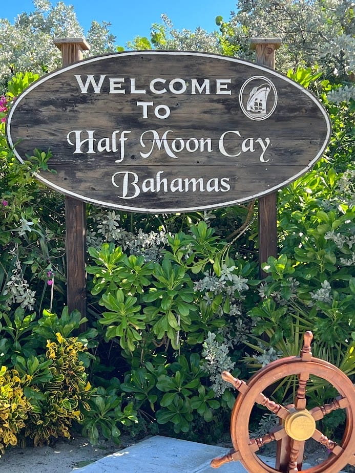 half moon cay welcome sign