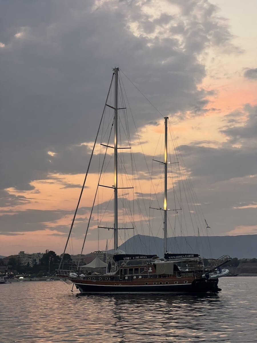 yacht in Corfu port