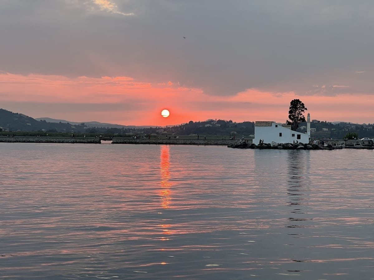Corfu sunset over Mouse Island