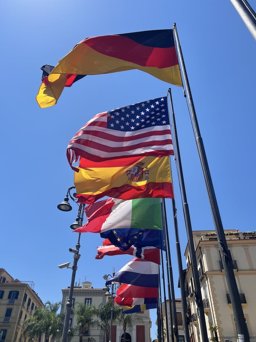 Flags along Sorrento street