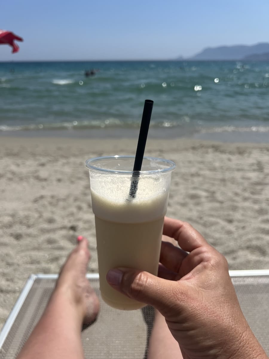 pina colada on the beach in Olbia