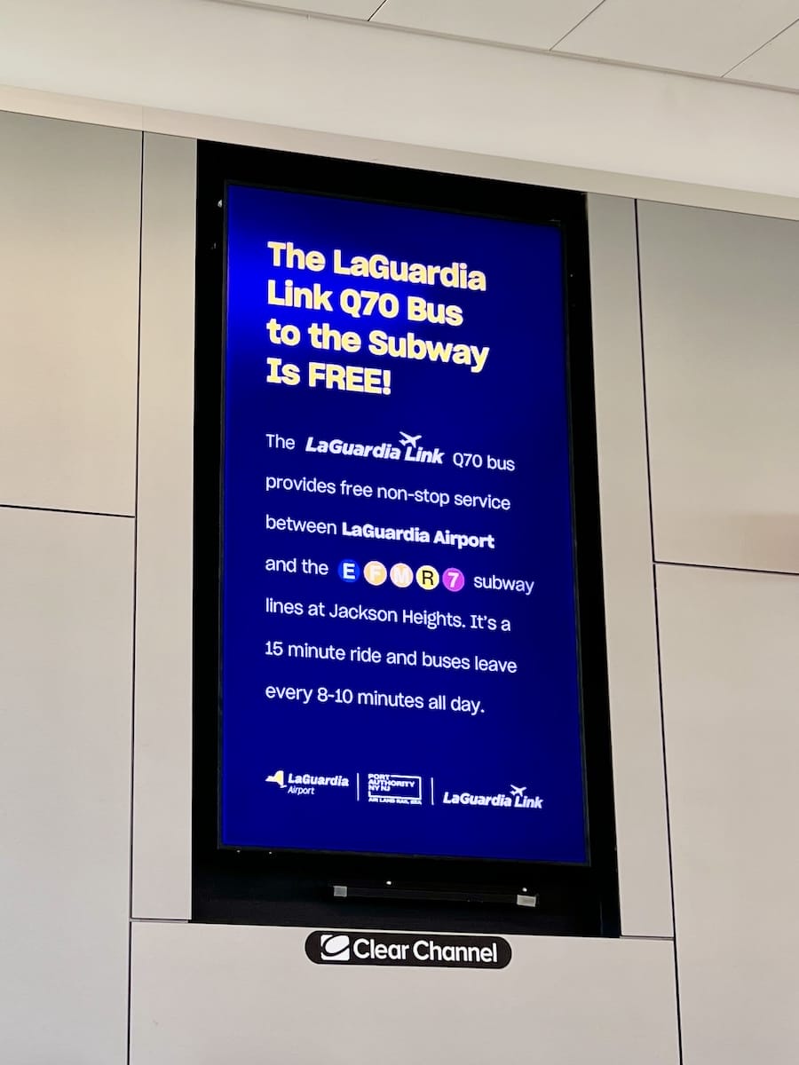 LaGuardia free bus sign