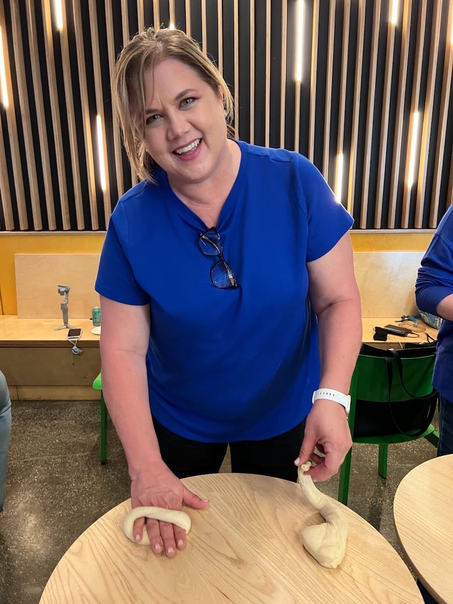 Michele at bagel making class