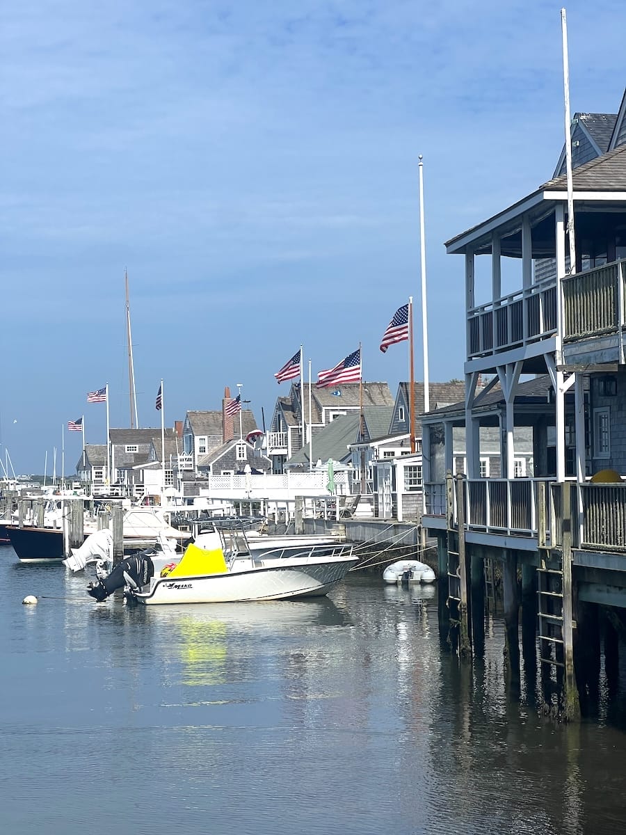 boats with flags in Nantucket
