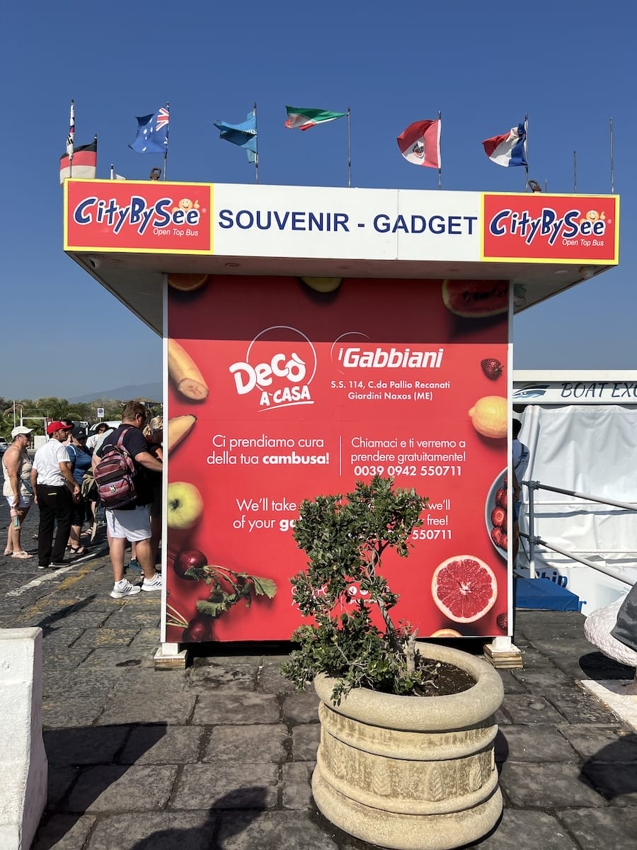 city sightseeing bus stop at Giardini Naxos port