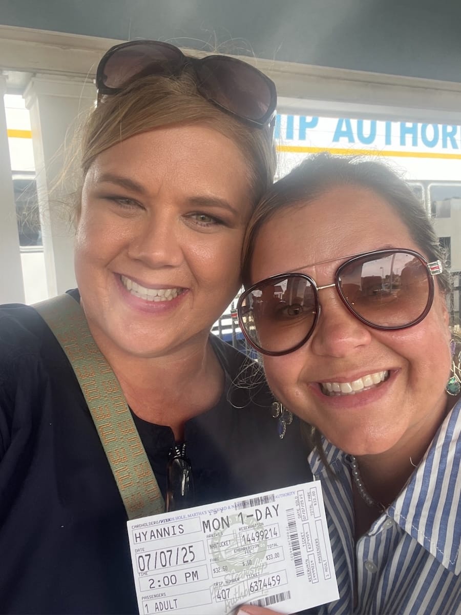 Michele and sister on ferry
