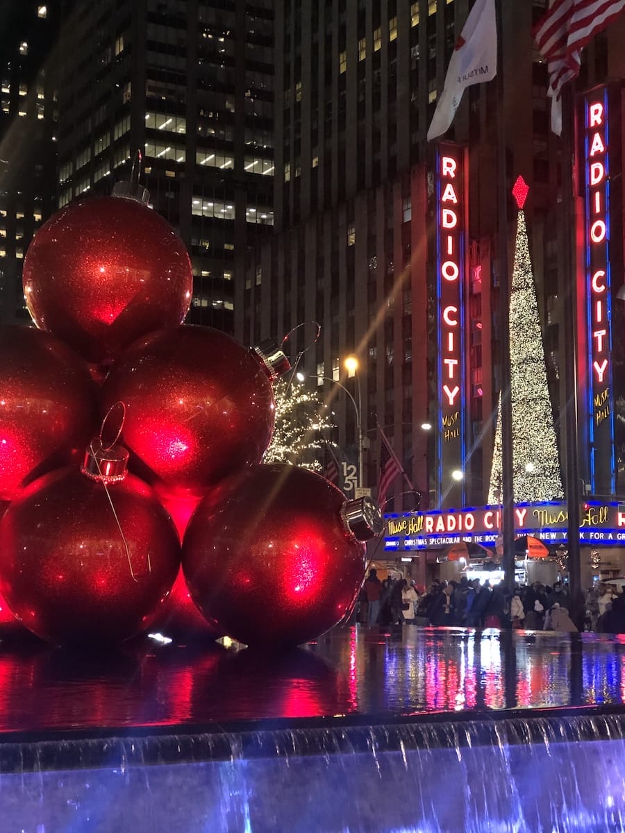 Radio City Music Hall giant ornaments