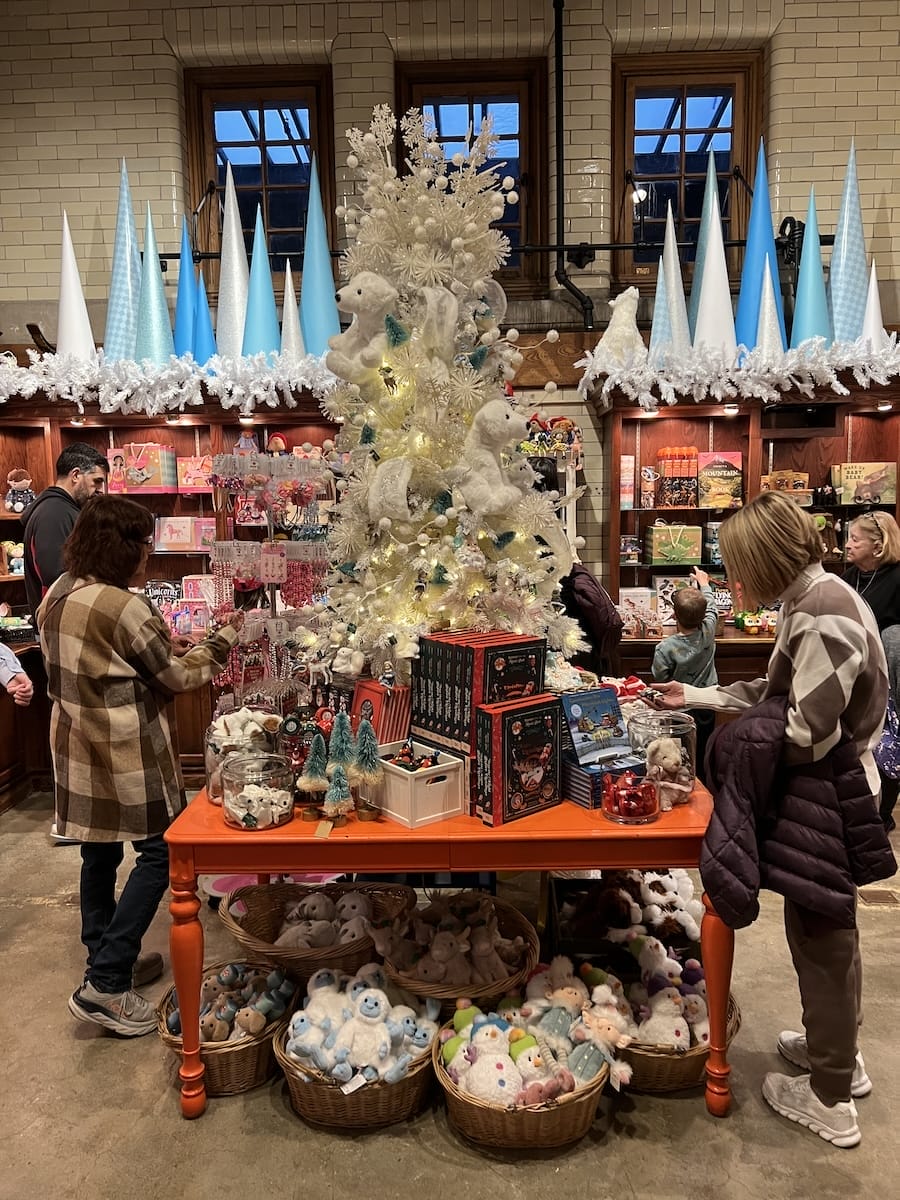 shops decorated at Christmas