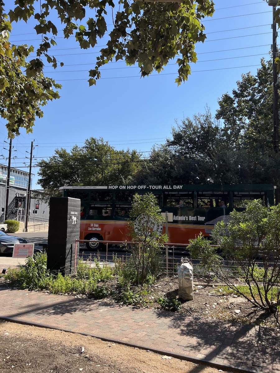 Hop On Hop Off trolley stop at the Pearl