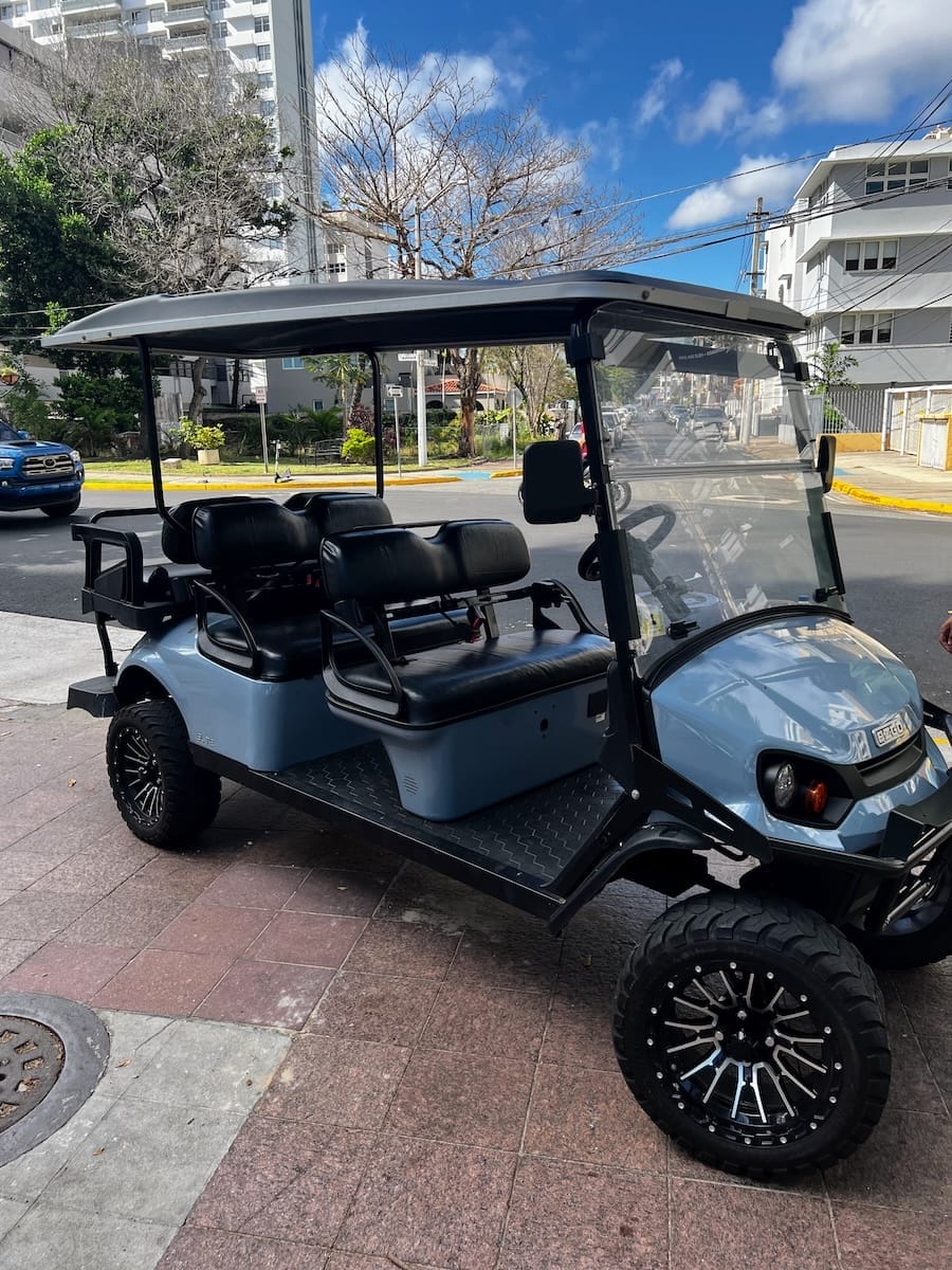 golf cart shuttle to beach