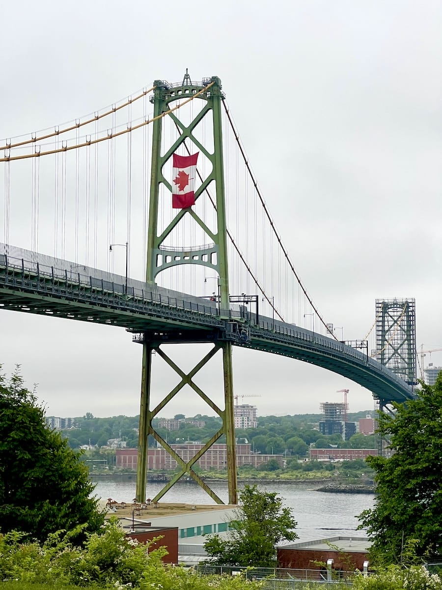 Canada bridge with flag
