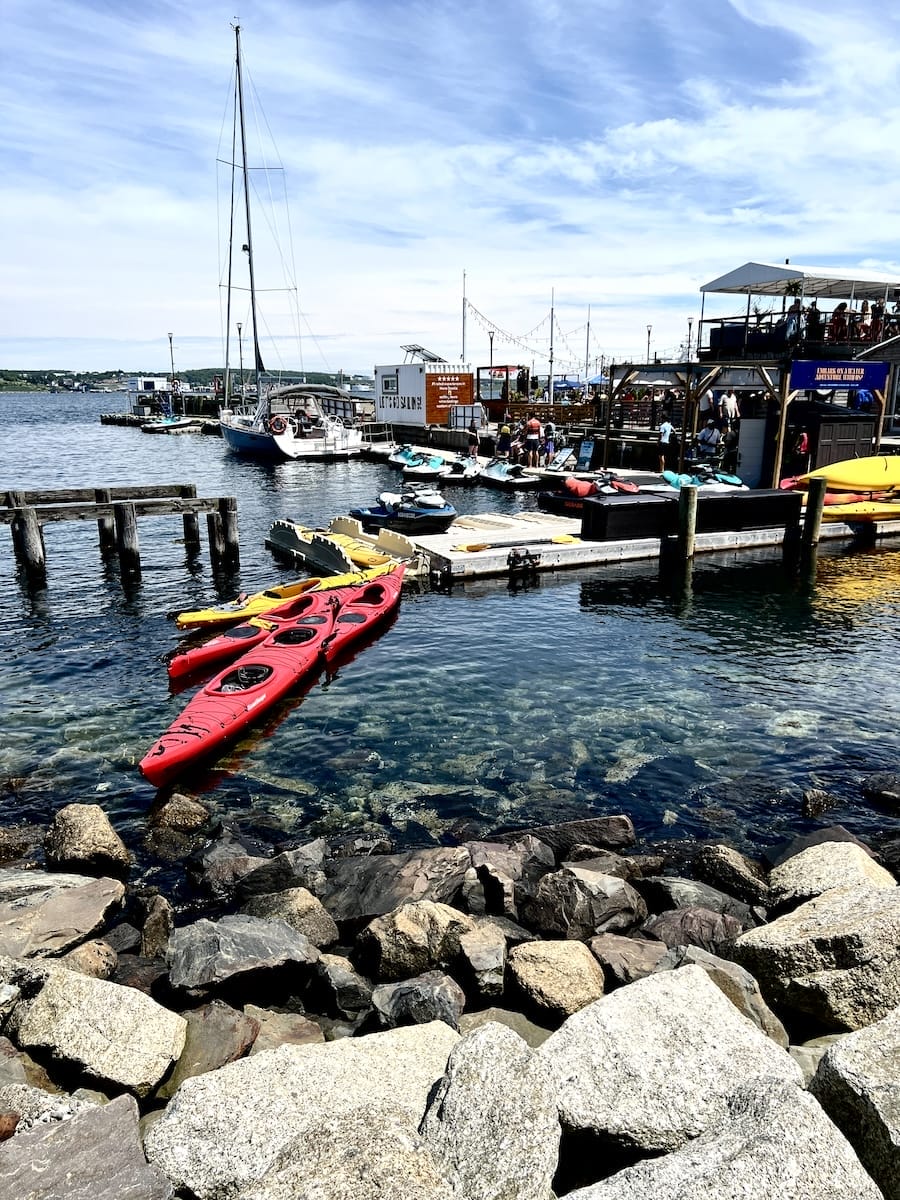 paddleboards along Halifax Harbour