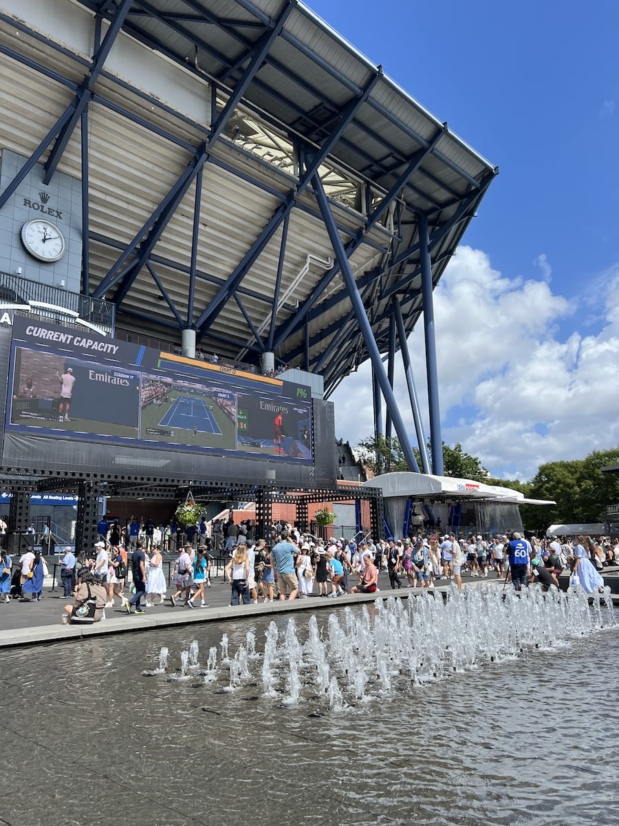Arthur Ashe with fountains