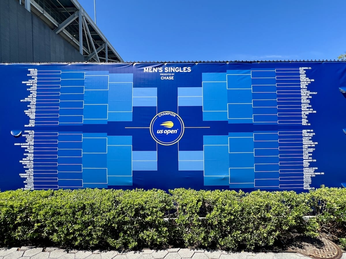 The men's bracket wall at the US Open