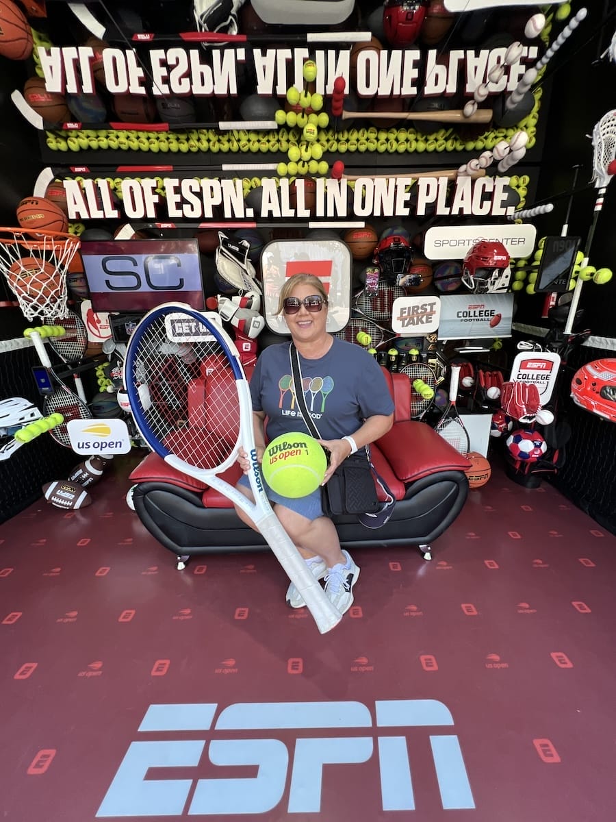 Michele at ESPN booth at US Open