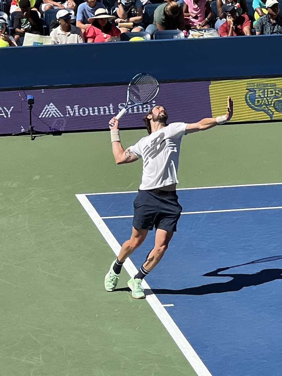 player serving at US Open