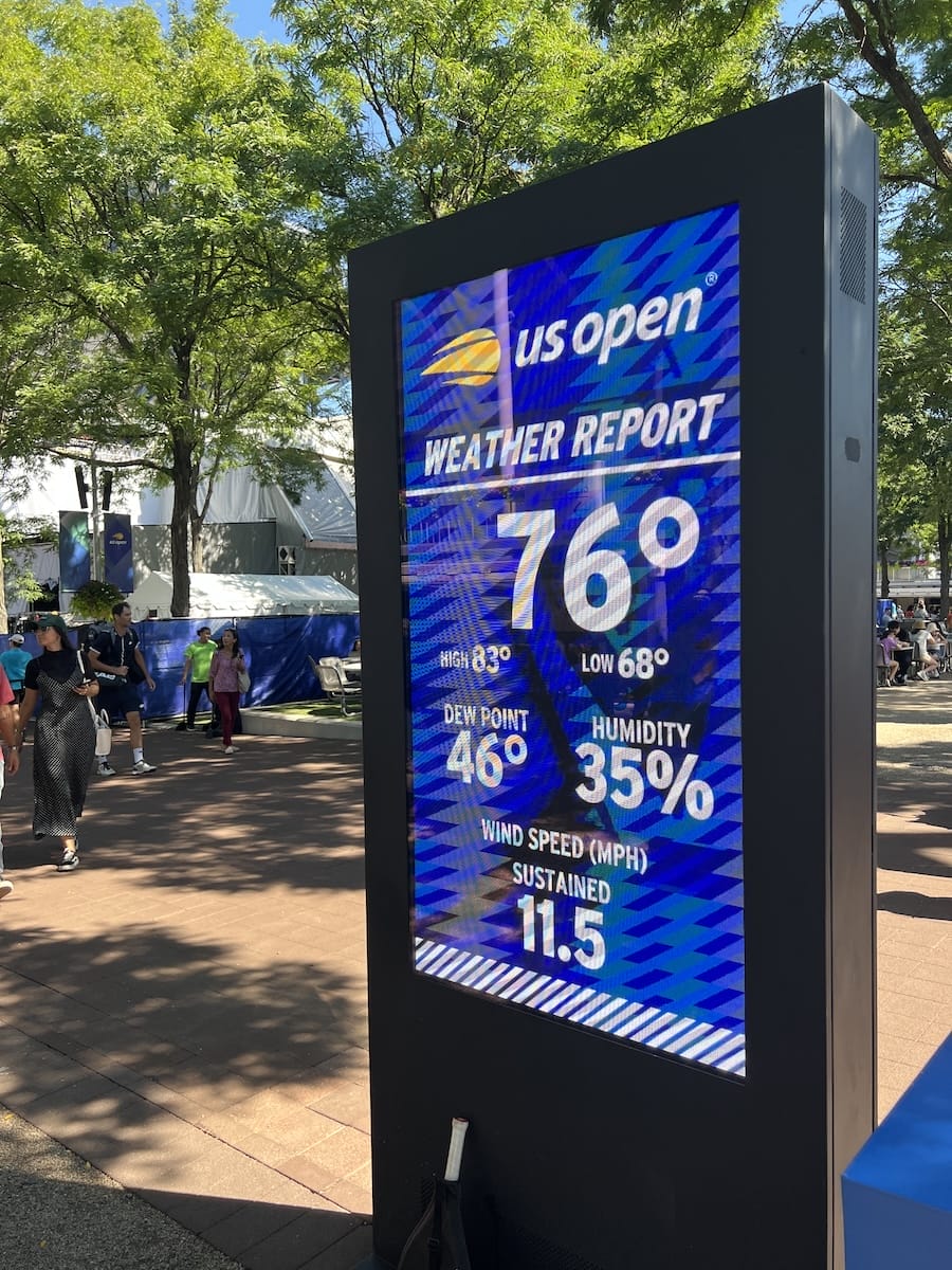 US Open weather sign