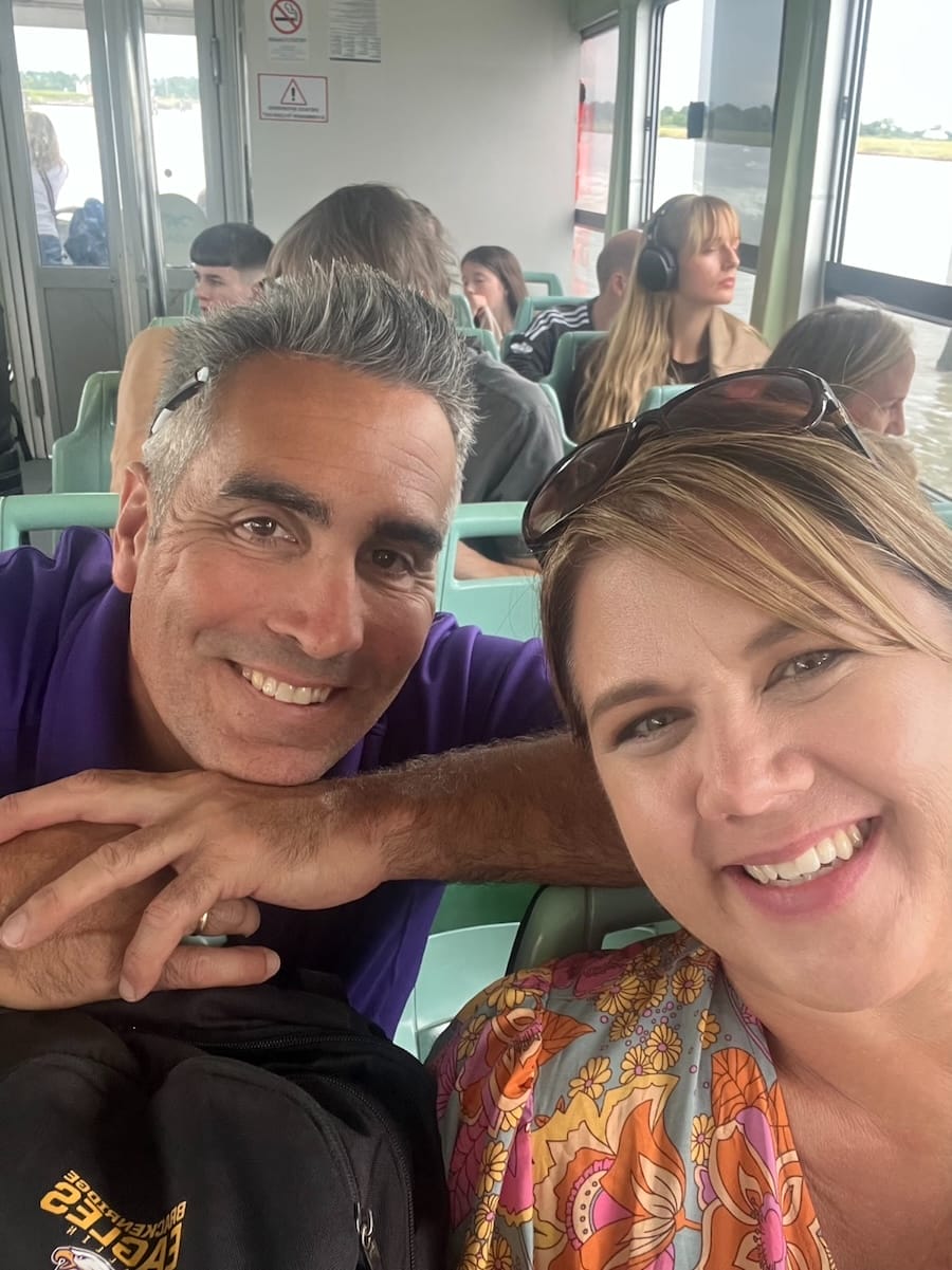 Kevin and MIchele onboard the Alilaguna